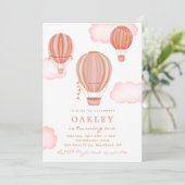 女の子の気球の誕生日招待状 招待状 (スタンド正面)