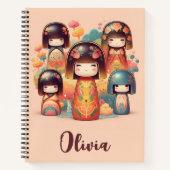 女の子の水彩こけし人形 ノートブック (正面)