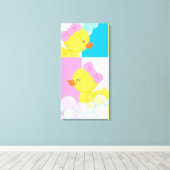 女の子の水彩ゴムダッキー 可愛い 大きい キャンバスプリント (インサイチュ (ウッドフロア))