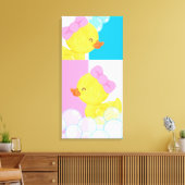 女の子の水彩ゴムダッキー 可愛い 大きい キャンバスプリント (インサイチュ (リビング))