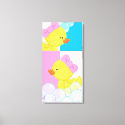女の子の水彩ゴムダッキー 可愛い 大きい キャンバスプリント (正面)