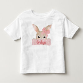女の子の水彩ピンクイースターバニー トドラーTシャツ