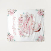 女の子の水彩ベビーシャワー背景バナー タペストリー (正面(横))