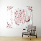 女の子の水彩ベビーシャワー背景バナー タペストリー (インサイチュ(横))