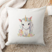 女の子の水彩用ユニコーンギフト クッション (ブランケット)