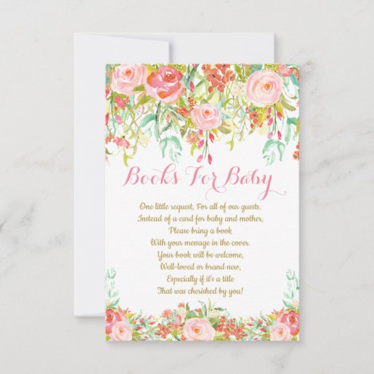 女の子の水彩画の本の要求カード、ベビーのための本 招待状 (正面)