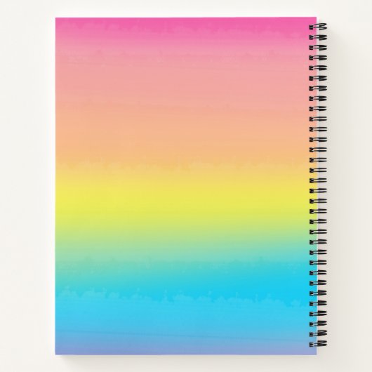 女の子の水彩虹モノグラム学校 ノートブック (裏面)