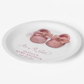 女の子の水色かわいいベビーシューズ赤ちゃんシャワー ペーパープレート (アングル)