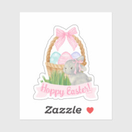 女の子の水色のイースターバスケット シール