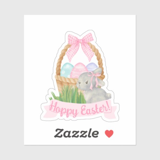 女の子の水色のイースターバスケット シール (シート)