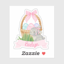 女の子の水色のイースターバスケット シール