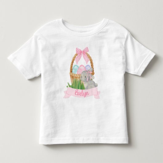女の子の水色のイースターバスケット トドラーTシャツ (正面)