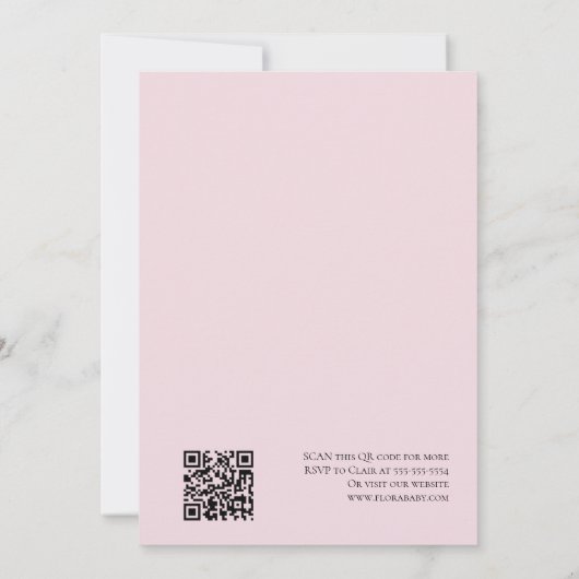 女の子の水色のウッドランドベビーのクマのシャワー 招待状 (裏面)