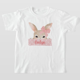 女の子の水色ピンクのイースターバニー Tシャツ