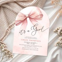 女の子の水色ピンクの弓ベビーガールシャワー