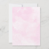 女の子の水色ピンクの金ゴールドテディベア赤ちゃんシャワー 招待状 (裏面)