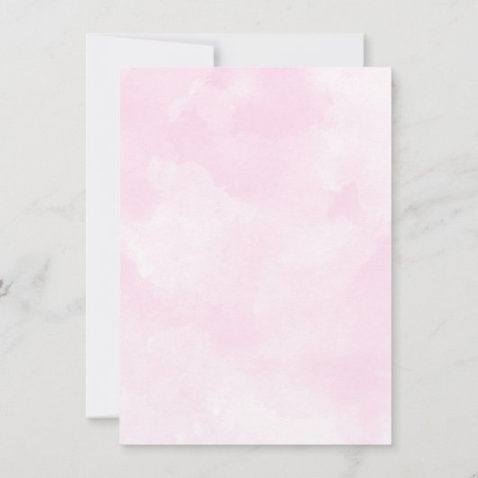 女の子の水色ピンクの金ゴールドテディベア赤ちゃんシャワー 招待状 (裏面)