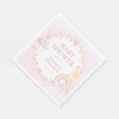 女の子の水色レインボーベビーシャワー スタンダードランチョンナプキン (角)