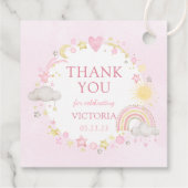 女の子の水色レインボーベビーシャワー フェイバータグ (裏面)