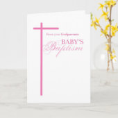 女の子の洗礼の代父母から、ピンクの十字 カード (黄色い花)