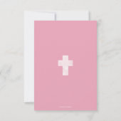 女の子の洗礼の招待状-ピンク、水彩画の十字 招待状 (裏面)