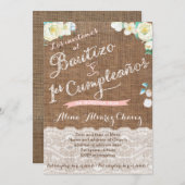 女の子の洗礼式招待状（白とペコちゃん風） 招待状 (正面/裏面)