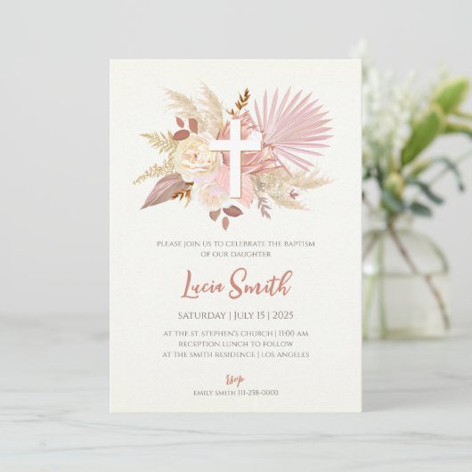 女の子の洗礼招待状を baptism の招待状として 招待状 (スタンド正面)