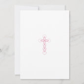 女の子の洗礼招待状 - おしゃれなピンクのクロス招待 招待状 (裏面)