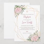 女の子の洗礼招待状 キリスト教の命名式の招待状 招待状 (正面/裏面)