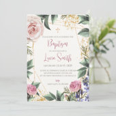 女の子の洗礼招待状/クリスマス 誕生祝い招待状 招待状 (スタンド正面)