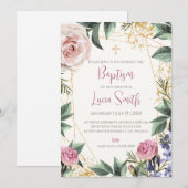 女の子の洗礼招待状/クリスマス 誕生祝い招待状 招待状 (正面/裏面)