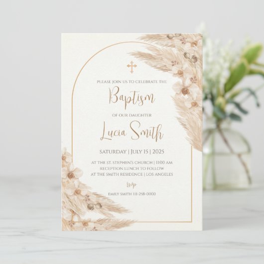 女の子の洗礼招待状 女の子の命名式招待状 ガール 招待状 (スタンド正面)