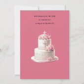 女の子の洗礼 ピンクの花  招待状 (裏面)