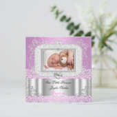 女の子の洗礼　ピンク　パープル 招待状 (スタンド正面)