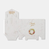 女の子の洗礼 花のマーブル ゴールドの十字架 ローズの花輪 フェイバーボックス (折り畳みなし)