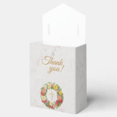 女の子の洗礼 花のマーブル ゴールドの十字架 ローズの花輪 フェイバーボックス (オープン)