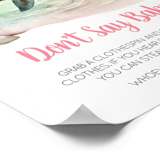 女の子の海の亀の赤ちゃんシャワー言わないベビー ポスター (角)