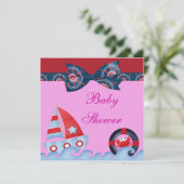 女の子の海洋生物のベビーシャワー 招待状 (スタンド正面)