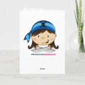 女の子の海賊船場面第4バースデー・カード カード (裏面)