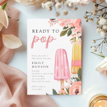 女の子の準備ができてポップ・アートの赤ちゃんシャワー招待状