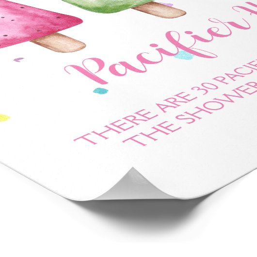 女の子の準備ポップ・アートのができて赤ちゃんシャワーゲームおしゃぶり狩り ポスター (角)