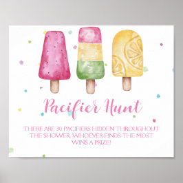 女の子の準備ポップ・アートのができて赤ちゃんシャワーゲームおしゃぶり狩り ポスター