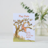 女の子の演劇の日付の招待状の甘いヴィンテージの女の子 インビテーションポストカード (スタンド正面)