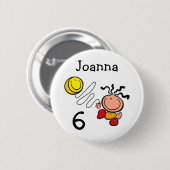 女の子の漫画の誕生日の名前と年齢ボタン 缶バッジ (正面&裏面)