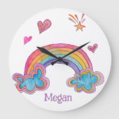 女の子の漫画風テーマの寝室インテリア ラージ壁時計 (正面)