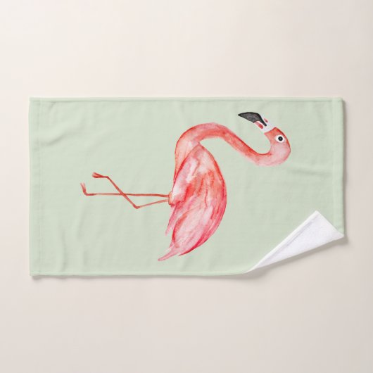 女の子の熱帯夏用ピンクフラミンゴの名前 バスタオルセット (ハンドタオル)