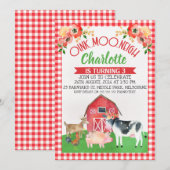 女の子の牧場 フラワー バースデー 招待状 (正面/裏面)