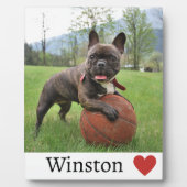 女の子の犬の恋人の写真と名前ブルドッグフランスのドッグ フォトプラーク (正面)