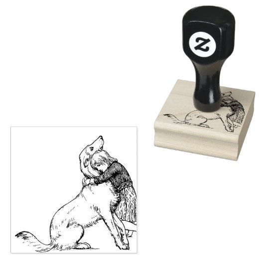 女の子の犬の線の芸術の女性の子ども ラバースタンプ (押印)