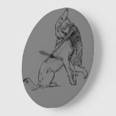 女の子の犬の線の芸術の女性の子ども ラージ壁時計 (傾斜)